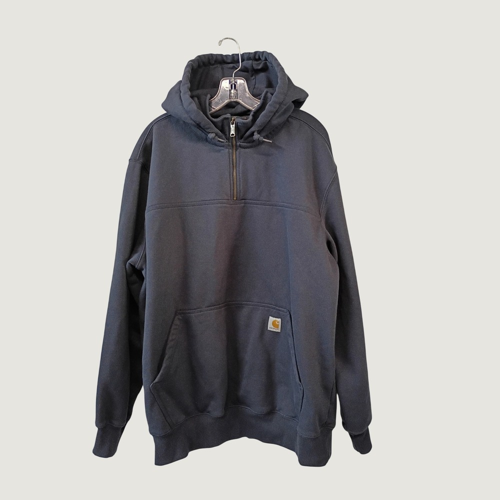 Carhartt Rain Defender Loose Fit Quarter Zip Hoodie Navy Blue XL TS0617-M